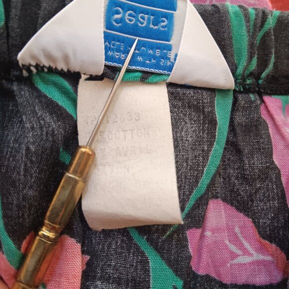 Medium Vintage 70's Sears Floral Halter Dress Elastic Waist Tie Back Flowers - Picture 9 of 9